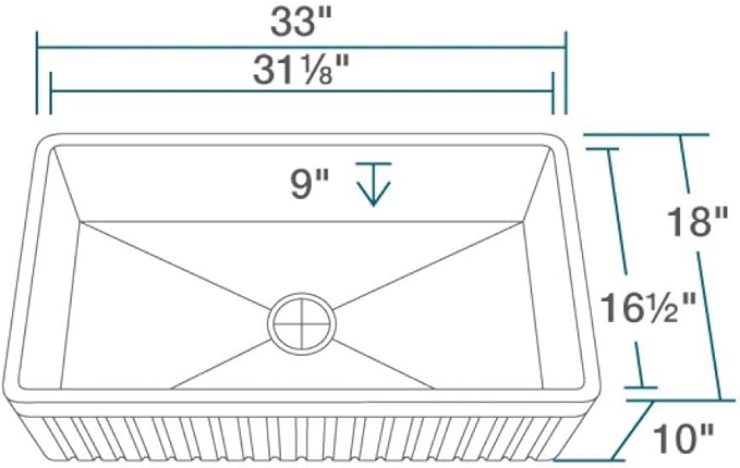 FIRECLAY 33" SINGLE BOWL PORCELAIN APRON SINK