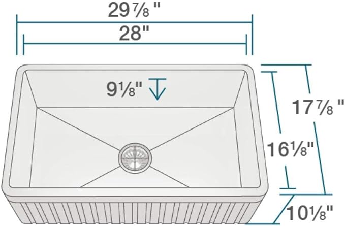 FIRECLAY 30" SINGLE BOWL PORCELAIN APRON SINK