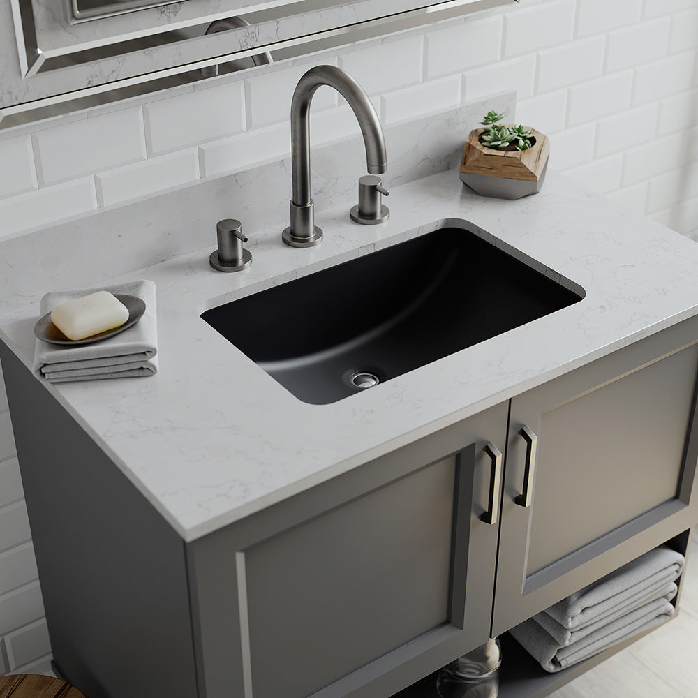 QUARTZ TRENCH BATHROOM SINK 21" RECTANGULAR UNDERMOUNT VANITY BASIN Q2114L
