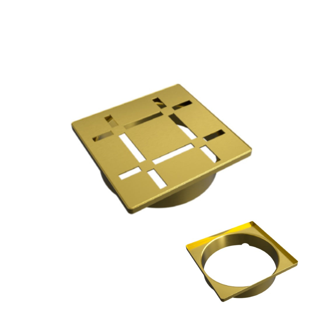 VAPORTEC 4" X 4" SHOWER DRAIN GRATES – Brushed Brass