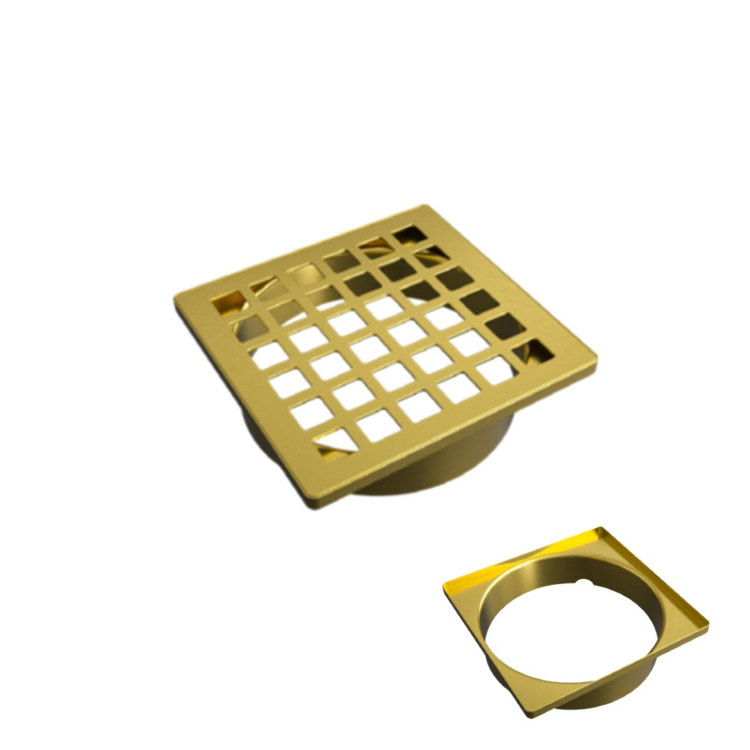 VAPORTEC 4" X 4" SHOWER DRAIN GRATES – Brushed Brass