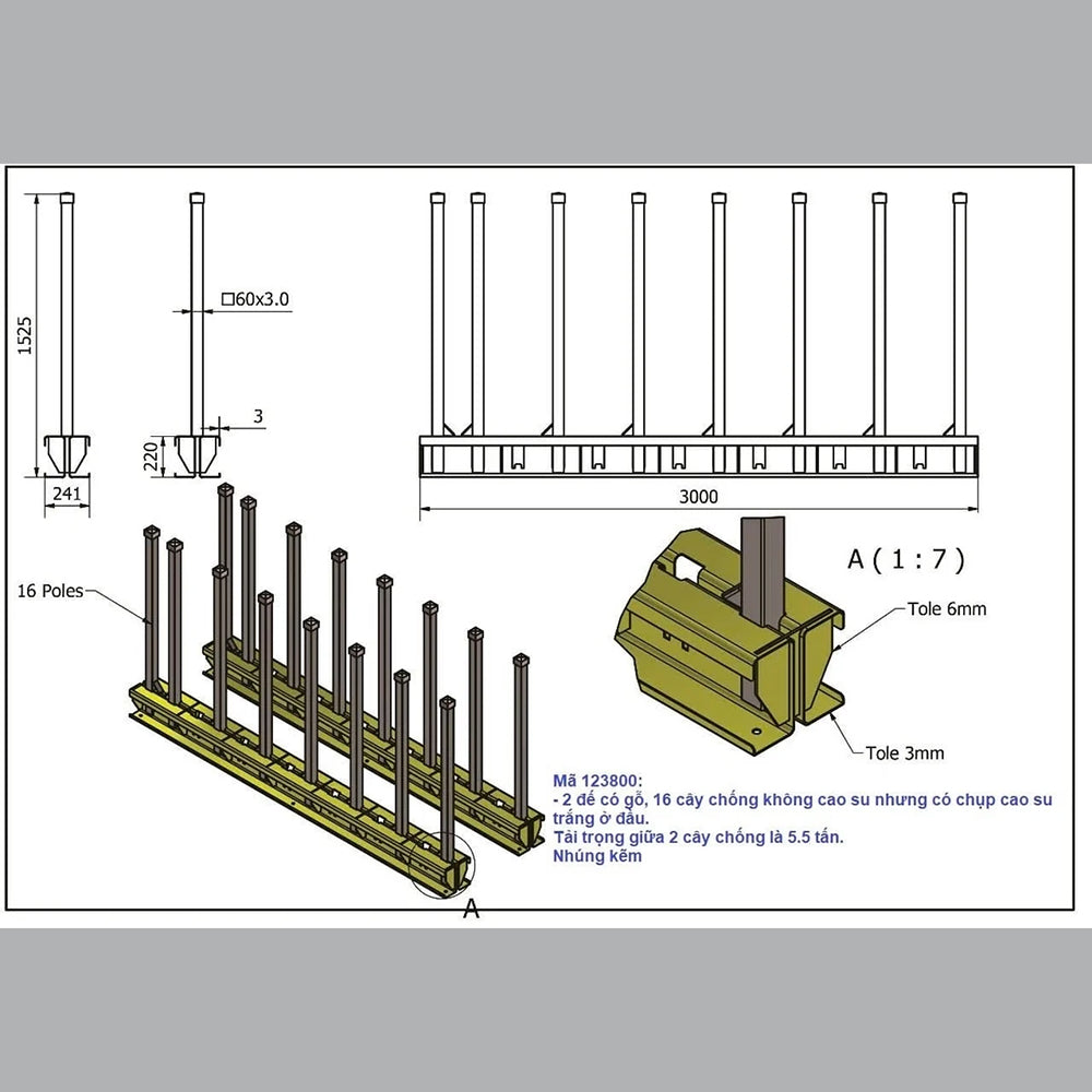 WEHA 10' HEAVY-DUTY SLAB STORAGE RACK – 5.5 TON CAPACITY