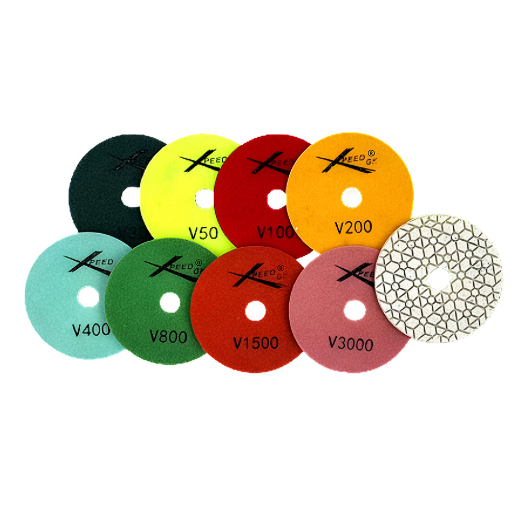 XPEED QUARTZITE METAL CHIP PADS | 7-STEP 4″ QUARTZITE POLISHING SYSTEM